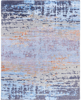 Contemporary Abstarct Wool, Silk Hand Knotted Gray Area Rug 7' 10" x 9' 10"