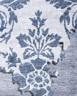 Contemporary Modern Hand Knotted Abstract Silk Gray Area Rug 9' 3" x 12' 3"