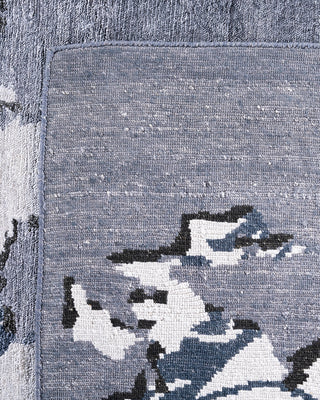 Contemporary Modern Hand Knotted Abstract Silk Gray Area Rug 9' 3" x 12' 3"