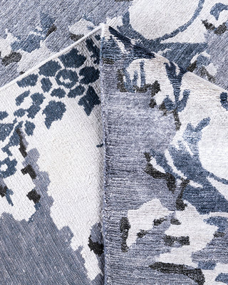 Contemporary Modern Hand Knotted Abstract Silk Gray Area Rug 9' 3" x 12' 3"