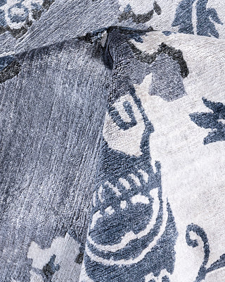 Contemporary Modern Hand Knotted Abstract Silk Gray Area Rug 9' 3" x 12' 3"