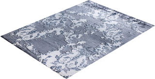 Contemporary Modern Hand Knotted Abstract Silk Gray Area Rug 9' 3" x 12' 3"