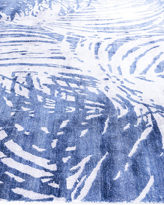 Contemporary Modern Hand Knotted Abstract Silk Ivory Area Rug 9' 1" x 12' 3"