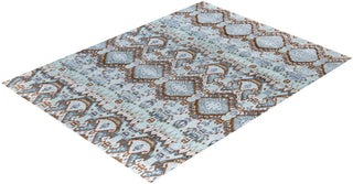 Traditional Ikat Hand Knotted Floral Silk & Wool Blend Gray Area Rug 8' 0" x 10' 4"