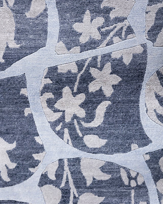 Contemporary Modern Hand Knotted Geometric Silk White Area Rug 9' 0" x 12' 3"