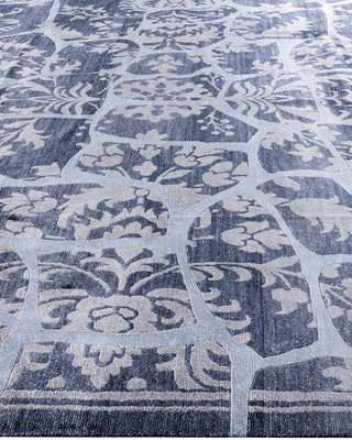 Contemporary Modern Hand Knotted Geometric Silk White Area Rug 9' 0" x 12' 3"
