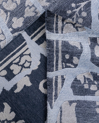 Contemporary Modern Hand Knotted Geometric Silk White Area Rug 9' 0" x 12' 3"