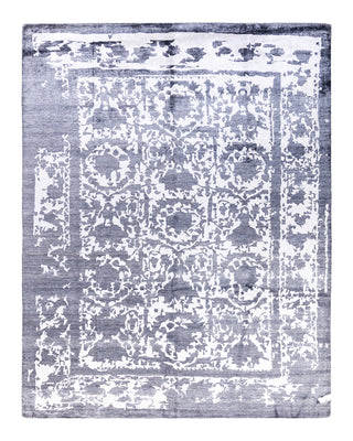 Contemporary Modern Hand Knotted Abstract Silk Black Area Rug 8' 1" x 10' 2"