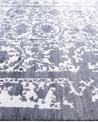 Contemporary Modern Hand Knotted Abstract Silk Black Area Rug 8' 1" x 10' 2"