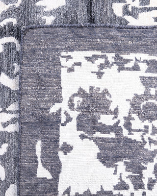 Contemporary Modern Hand Knotted Abstract Silk Black Area Rug 8' 1" x 10' 2"