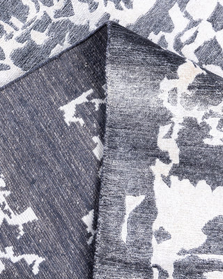 Contemporary Modern Hand Knotted Abstract Silk Black Area Rug 8' 1" x 10' 2"