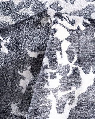 Contemporary Modern Hand Knotted Abstract Silk Black Area Rug 8' 1" x 10' 2"