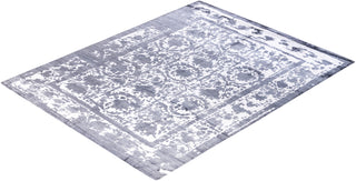Contemporary Modern Hand Knotted Abstract Silk Black Area Rug 8' 1" x 10' 2"