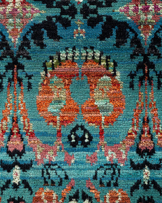 Contemporary Modern Hand Knotted Floral Wool Black Area Rug 9' 2" x 12' 5"