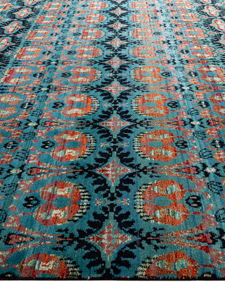 Contemporary Modern Hand Knotted Floral Wool Black Area Rug 9' 2" x 12' 5"