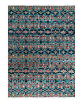 Contemporary Modern Hand Knotted Floral Wool Black Area Rug 9' 2" x 12' 5"