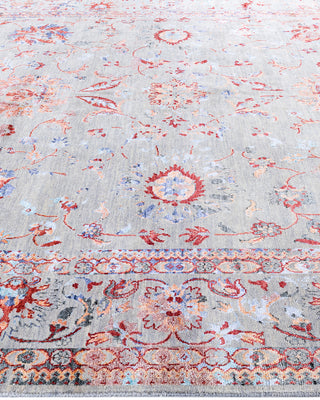 Traditional Ikat Hand Knotted Abstract Silk & Wool Blend Gray Area Rug 8' 1" x 10' 3"