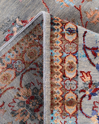 Traditional Ikat Hand Knotted Abstract Silk & Wool Blend Gray Area Rug 8' 1" x 10' 3"