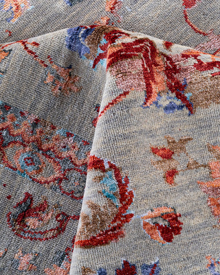 Traditional Ikat Hand Knotted Abstract Silk & Wool Blend Gray Area Rug 8' 1" x 10' 3"