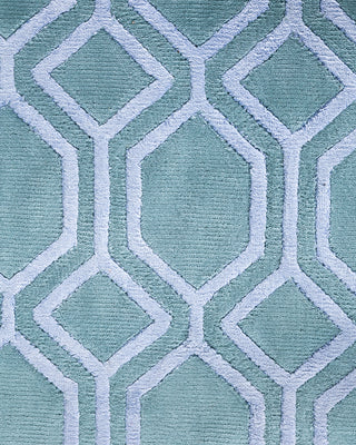 Contemporary Modern Hand Knotted Geometric Silk & Wool Blend Blue Area Rug 9' 2" x 12' 0"