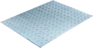 Contemporary Modern Hand Knotted Geometric Silk & Wool Blend Blue Area Rug 9' 2" x 12' 0"