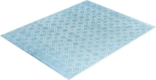 Contemporary Modern Hand Knotted Geometric Silk & Wool Blend Green Area Rug 8' 1" x 9' 10"
