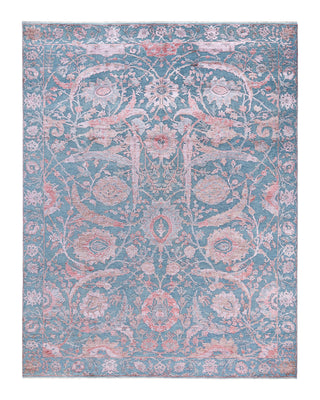 Traditional Ikat Hand Knotted Abstract Silk & Wool Blend Gray Area Rug 8' 1" x 10' 4"