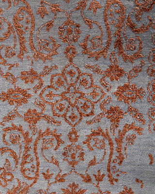 Traditional Ikat Hand Knotted Abstract Silk & Wool Blend Gray Area Rug 9' 1" x 12' 4"