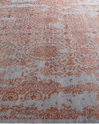 Traditional Ikat Hand Knotted Abstract Silk & Wool Blend Gray Area Rug 9' 1" x 12' 4"