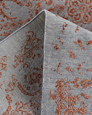 Traditional Ikat Hand Knotted Abstract Silk & Wool Blend Gray Area Rug 9' 1" x 12' 4"