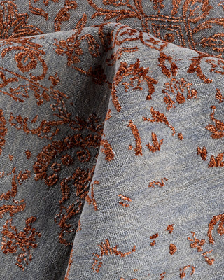 Traditional Ikat Hand Knotted Abstract Silk & Wool Blend Gray Area Rug 9' 1" x 12' 4"