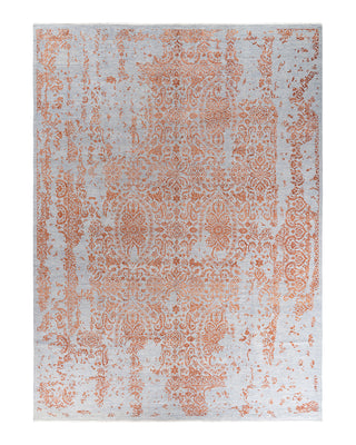 Traditional Ikat Hand Knotted Abstract Silk & Wool Blend Gray Area Rug 9' 1" x 12' 4"
