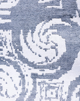 Contemporary Modern Hand Knotted Abstract Silk Ivory Area Rug 9' 1" x 12' 3"