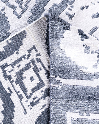 Contemporary Modern Hand Knotted Abstract Silk Ivory Area Rug 9' 1" x 12' 3"