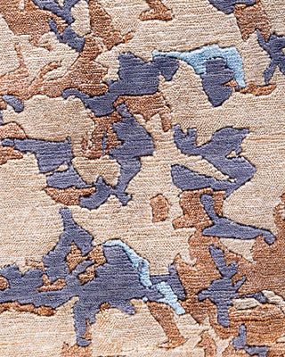 Contemporary Modern Hand Knotted Abstract Silk & Wool Blend Brown Area Rug 8' 2" x 10' 2"