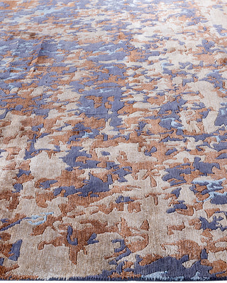 Contemporary Modern Hand Knotted Abstract Silk & Wool Blend Brown Area Rug 8' 2" x 10' 2"
