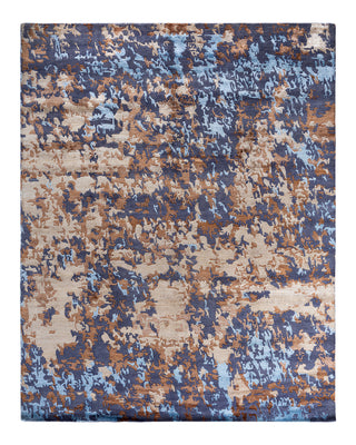 Contemporary Modern Hand Knotted Abstract Silk & Wool Blend Brown Area Rug 8' 2" x 10' 2"