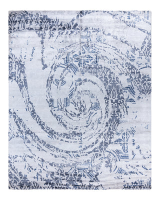 Contemporary Modern Hand Knotted Abstract Silk Ivory Area Rug 8' 3" x 10' 0"