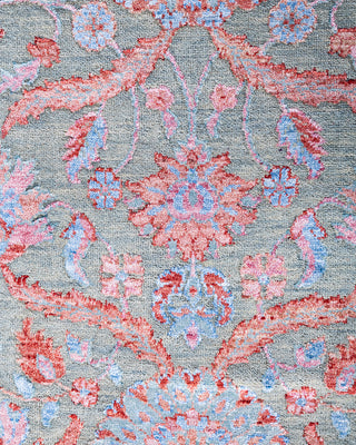 Traditional Ikat Hand Knotted Floral Silk & Wool Blend Gray Area Rug 8' 3" x 10' 3"