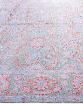 Traditional Ikat Hand Knotted Floral Silk & Wool Blend Gray Area Rug 8' 3" x 10' 3"