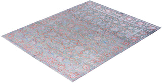 Traditional Ikat Hand Knotted Floral Silk & Wool Blend Gray Area Rug 8' 3" x 10' 3"