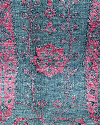 Traditional Ikat Hand Knotted Floral Silk & Wool Blend Gray Area Rug 9' 1" x 11' 10"