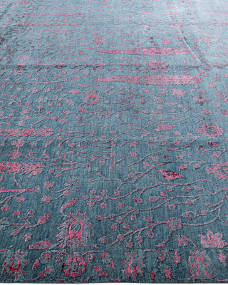 Traditional Ikat Hand Knotted Floral Silk & Wool Blend Gray Area Rug 9' 1" x 11' 10"