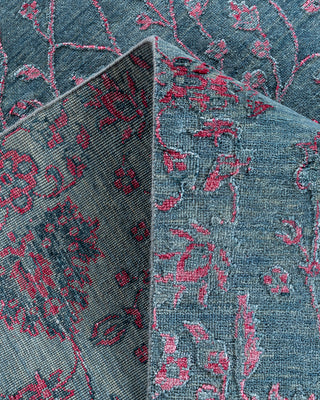 Traditional Ikat Hand Knotted Floral Silk & Wool Blend Gray Area Rug 9' 1" x 11' 10"