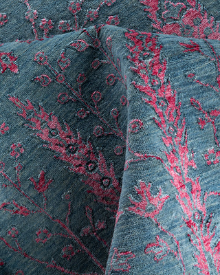 Traditional Ikat Hand Knotted Floral Silk & Wool Blend Gray Area Rug 9' 1" x 11' 10"