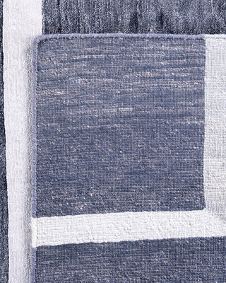 Contemporary Modern Hand Knotted Geometric Silk Ivory Area Rug 8' 2" x 10' 0"