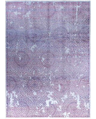 Traditional Abstarct Wool, Silk Hand Knotted Gray Area Rug 9' 0" x 12' 4"