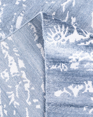 Contemporary Modern Hand Knotted Abstract Silk Gray Area Rug 9' 0" x 12' 1"