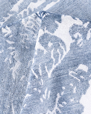 Contemporary Modern Hand Knotted Abstract Silk Gray Area Rug 9' 0" x 12' 1"