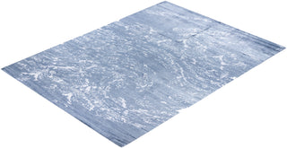 Contemporary Modern Hand Knotted Abstract Silk Gray Area Rug 9' 0" x 12' 1"